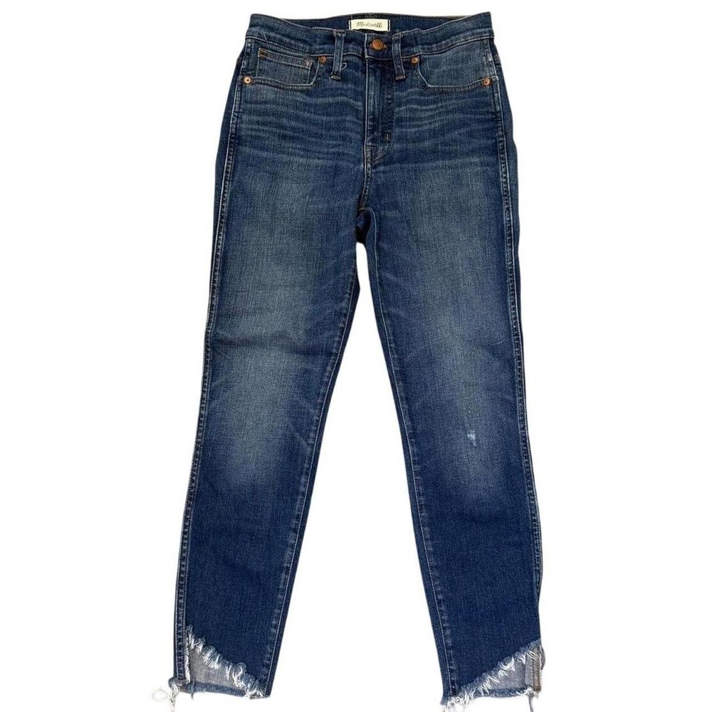 Madewell 10"High-Rise Skinny Jeans Womens Size 27 Raw Hem Distressed Ankle Denim